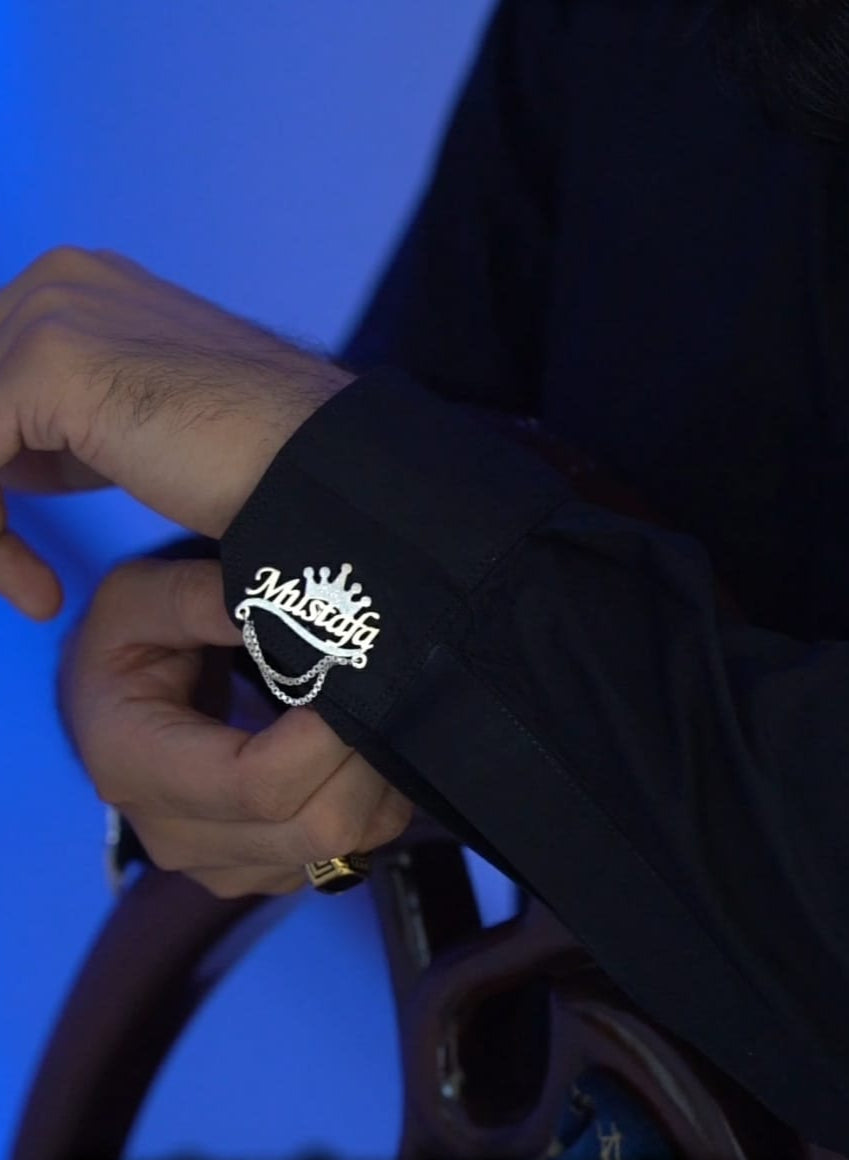 Crown Cufflinks with Chain