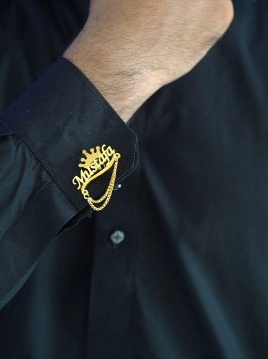Crown Cufflinks with Chain